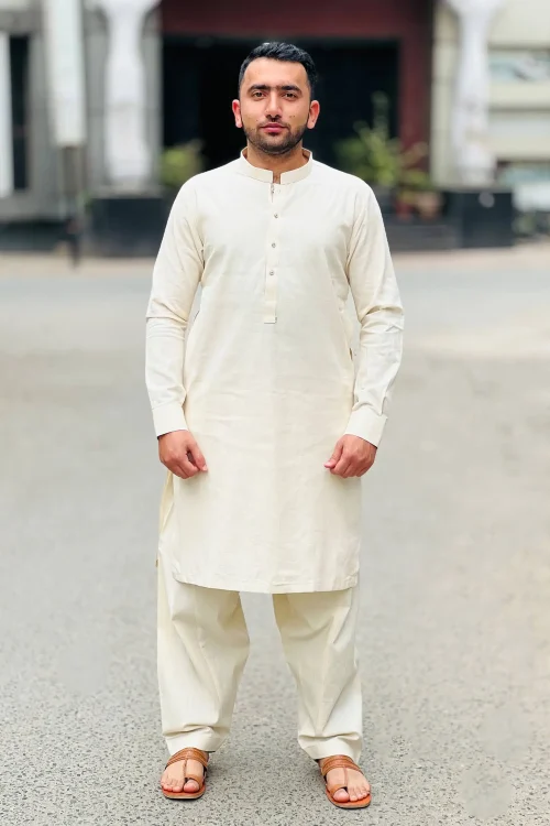 Plain Cotton Khaddi Mustard Shalwar Kameez